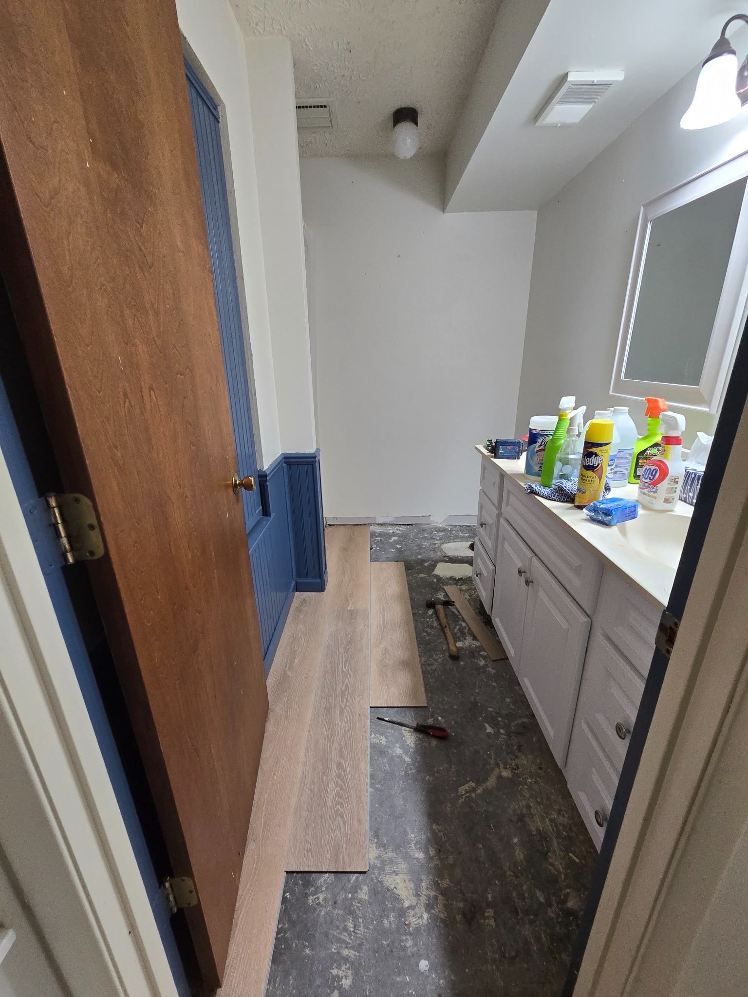 During — flooring replacement begins