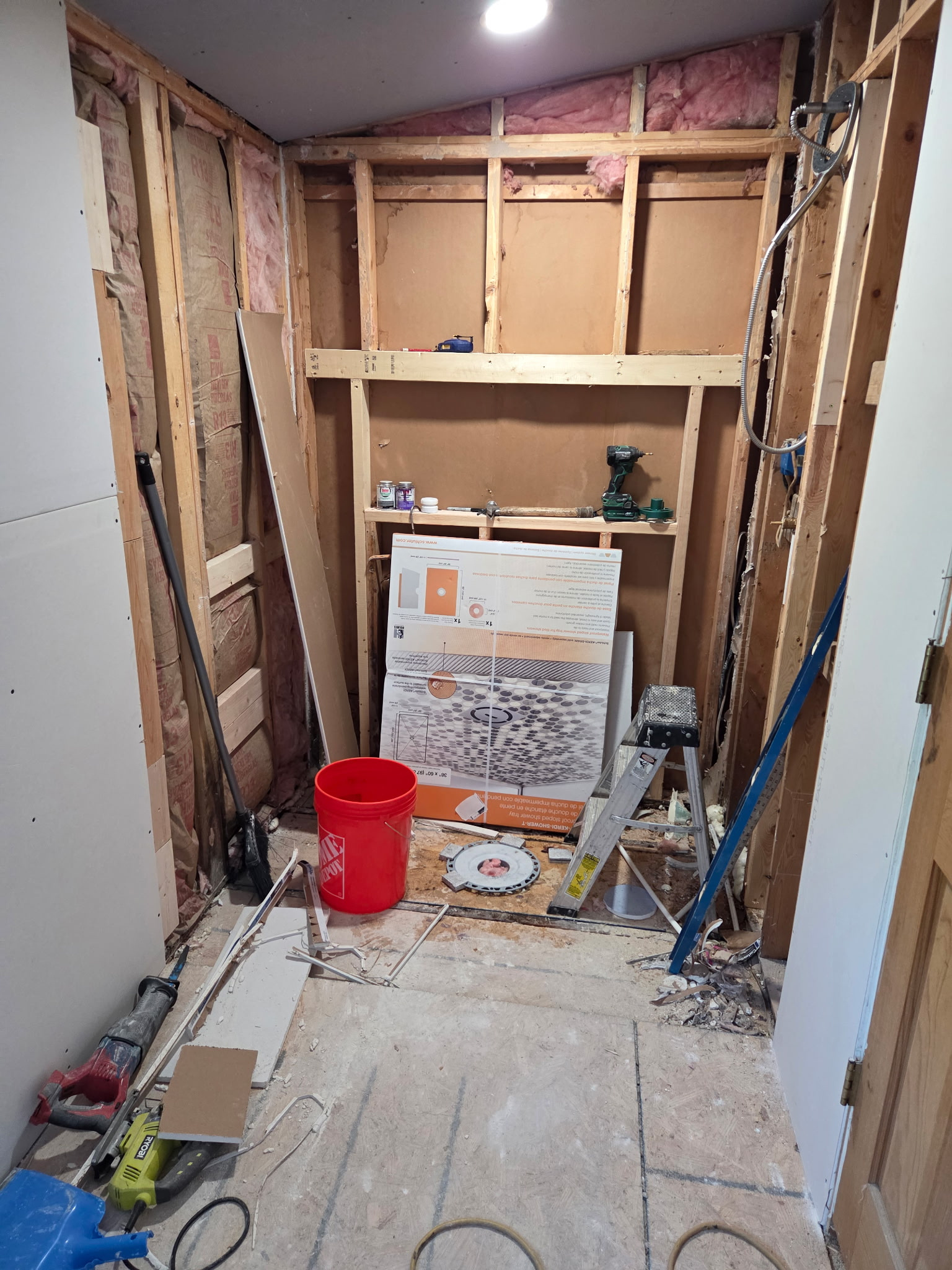 Bathroom framing during renovation