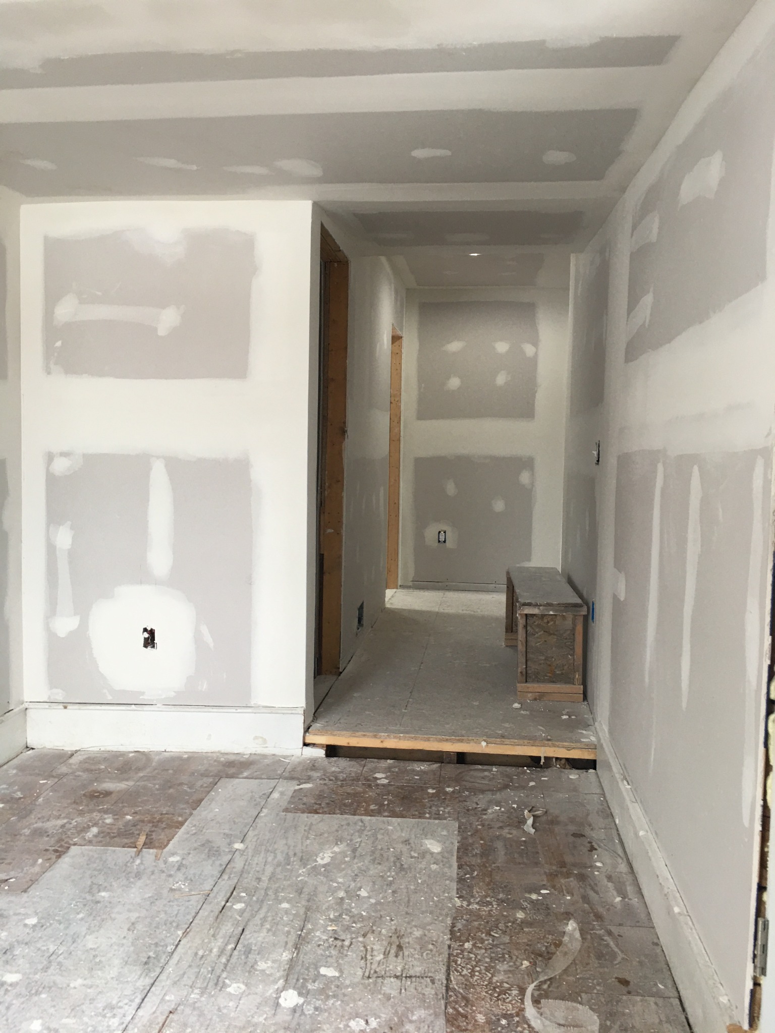 Separate interior project — drywall finishing in progress